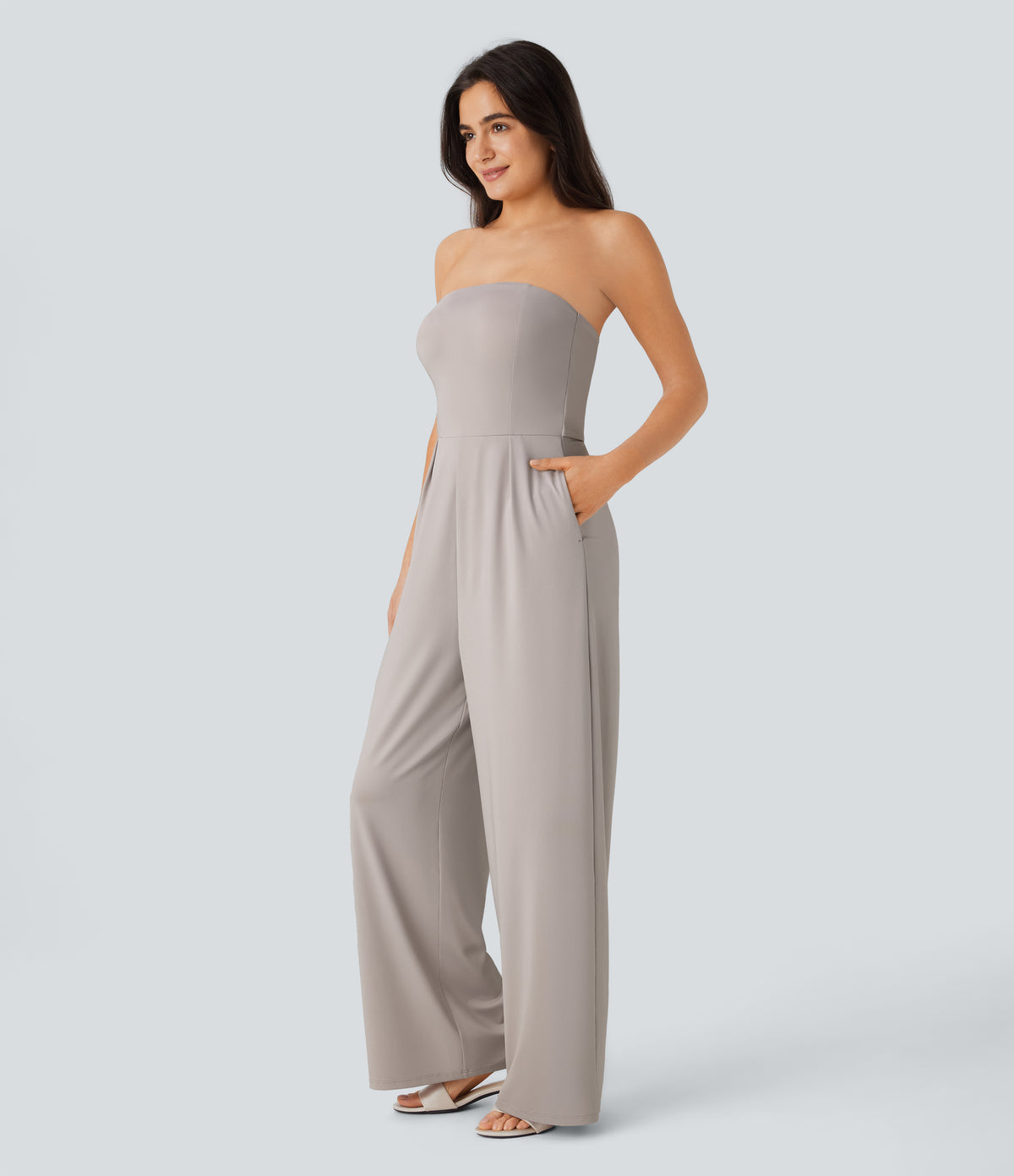 Tube Pocket Wide Leg Jumpsuit — Ashes of Roses — view 3