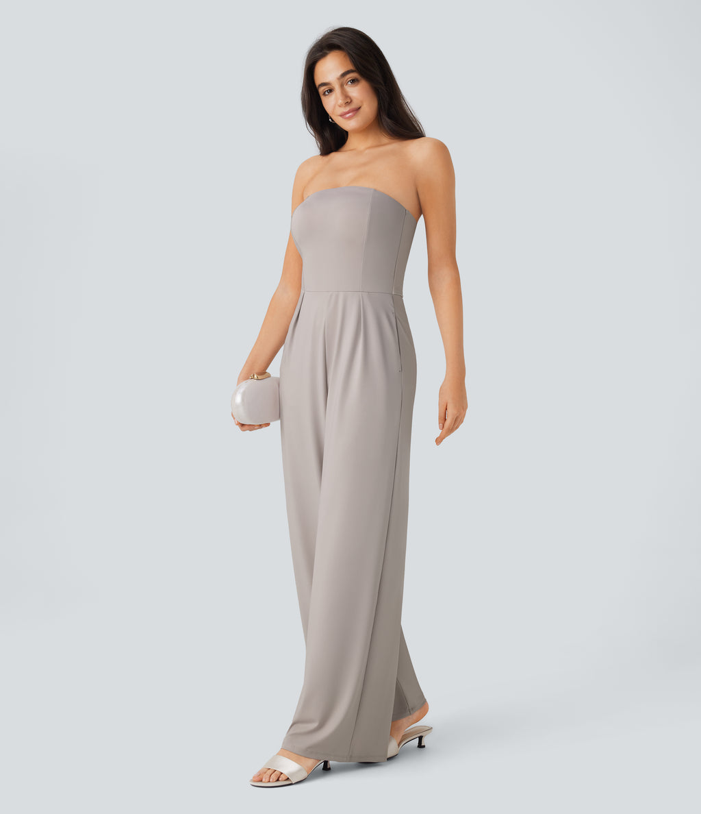 Tube Pocket Wide Leg Jumpsuit — Ashes of Roses — view 7