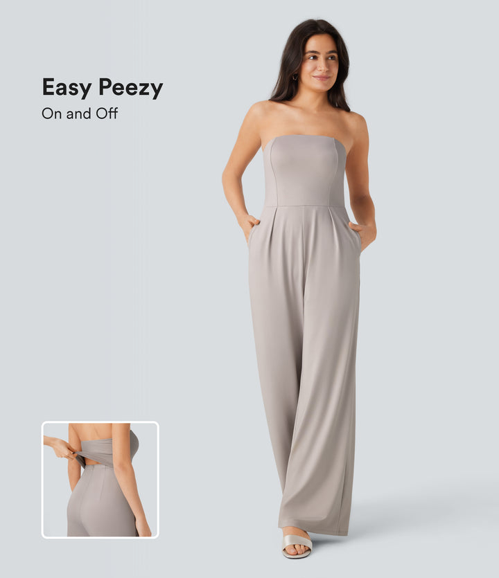 Tube Pocket Wide Leg Jumpsuit — Ashes of Roses — view 1
