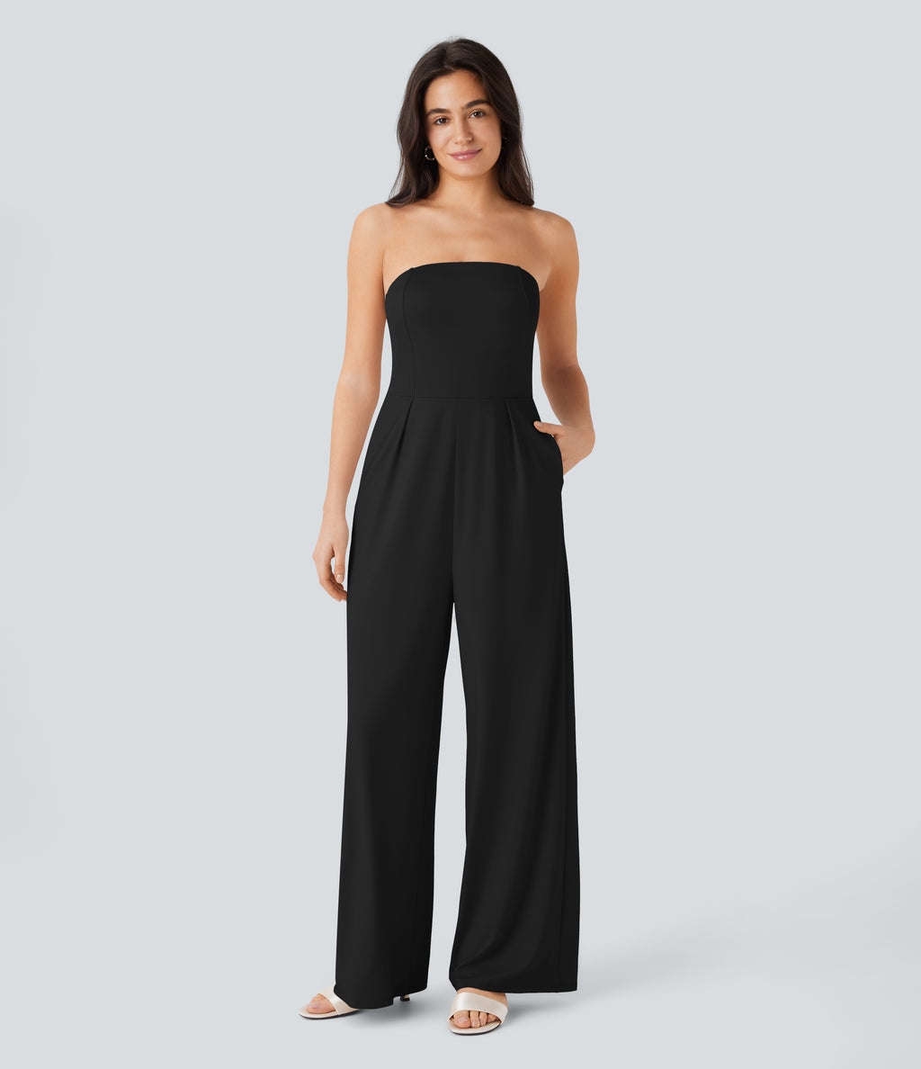 Tube Pocket Wide Leg Jumpsuit — Black — view 8