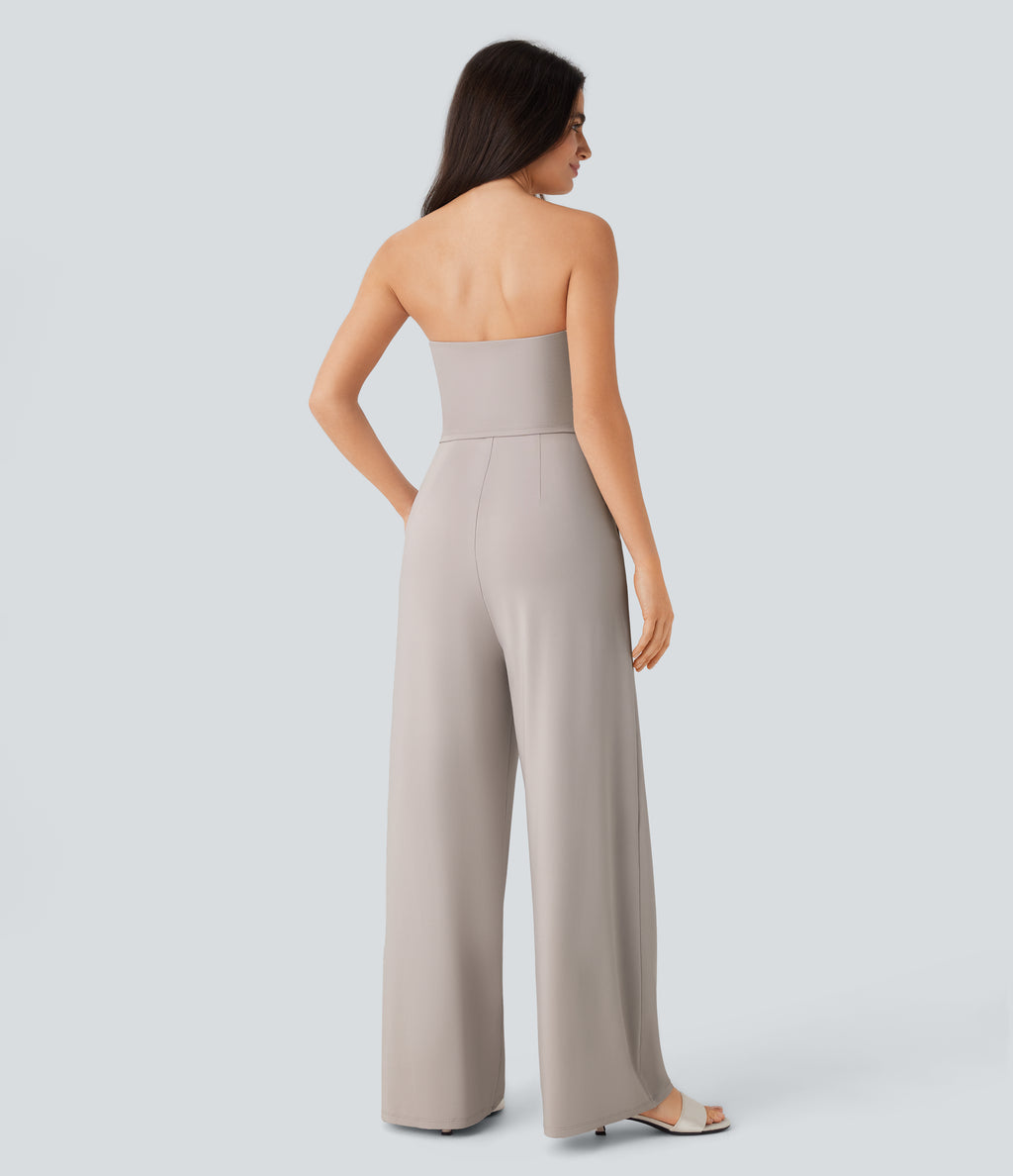 Tube Pocket Wide Leg Jumpsuit — Ashes of Roses — view 2