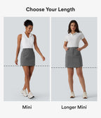 High Waisted Zipper Pocket A Line Mini Golf Skirt — Steel Gray — view 2