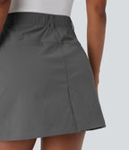High Waisted Zipper Pocket A Line Mini Golf Skirt — Steel Gray — view 6