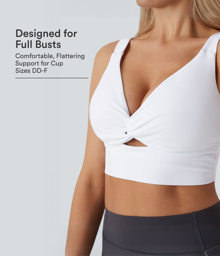 Airy Low Support Cut Out InstantCool Yoga Sports Bra DD-F Cups — White — view 1