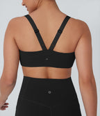 Medium Support U Neck Workout Sports Bra A-D Cups — Black — view 5