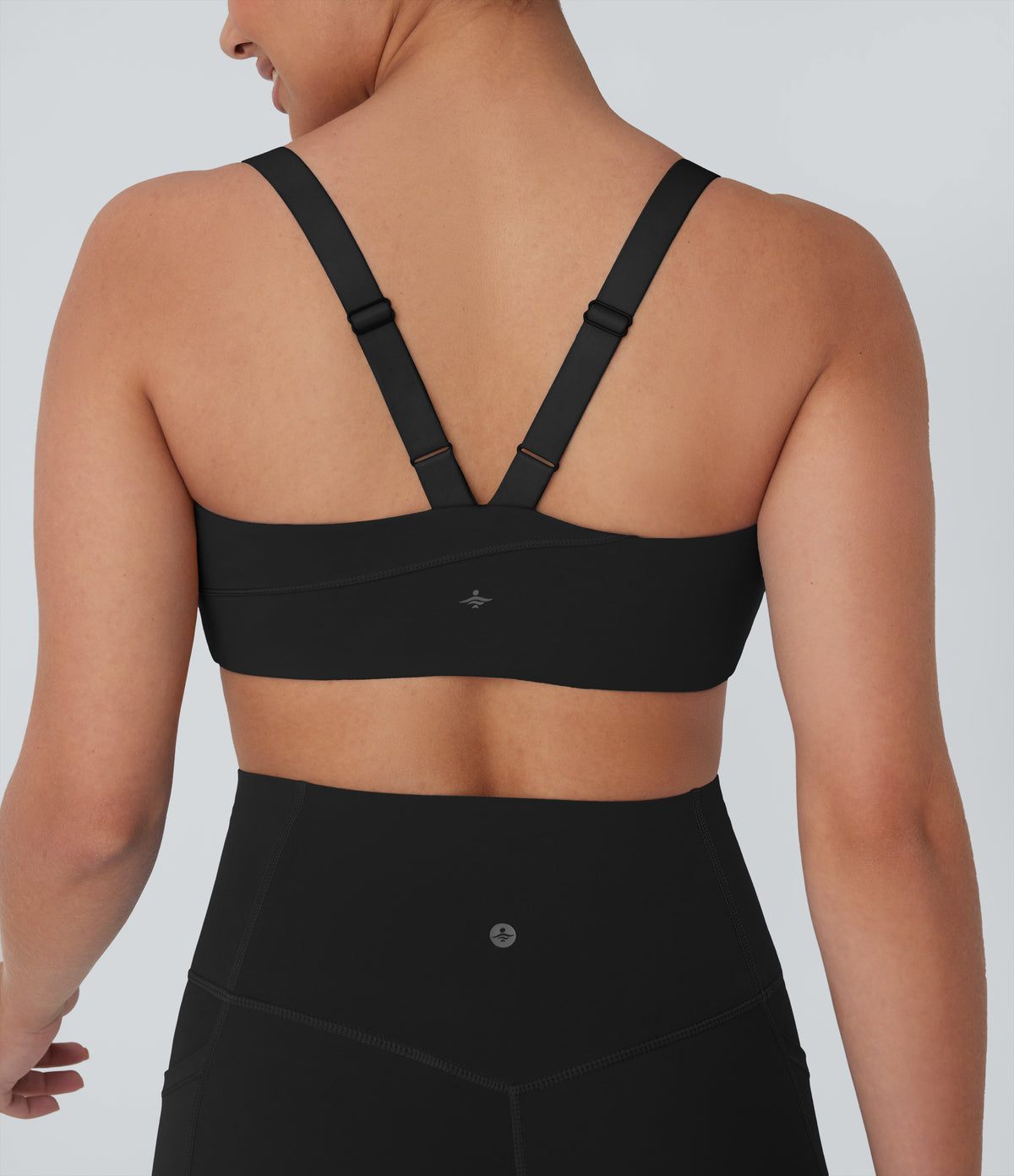 Medium Support U Neck Workout Sports Bra A-D Cups — Black — view 5