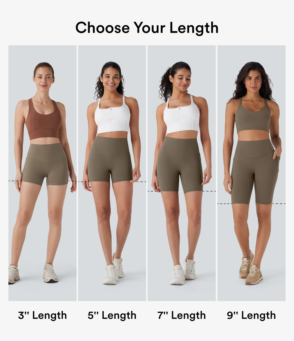 High Waisted Tummy Control Pocket Shaping Training Biker Shorts 3'' — Dawn Brown — view 2