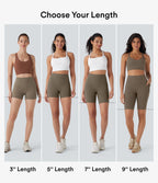 High Waisted Tummy Control Pocket Shaping Training Biker Shorts 3'' — Dawn Brown — view 2