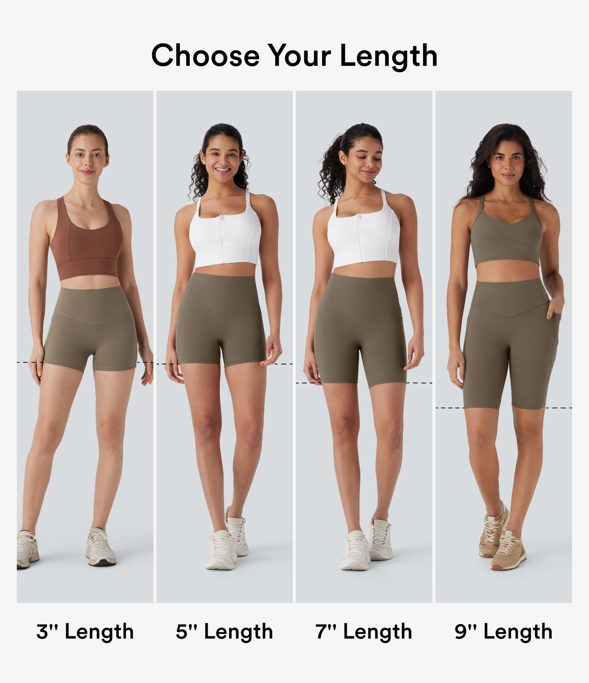 High Waisted Tummy Control Pocket Shaping Training Biker Shorts 3'' — Dawn Brown — view 2