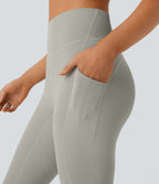 QuickDry High Waisted Tummy Control Pocket Yoga Flared Leggings — London Fog — view 4