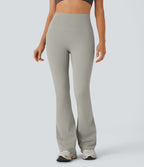 QuickDry High Waisted Tummy Control Pocket Yoga Flared Leggings — London Fog — view 3
