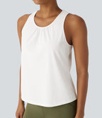 Racerback Curved Hem Quick Dry Running Tank Vest Top-UPF50+ — White — view 4