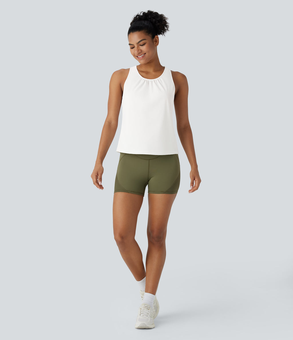 Racerback Curved Hem Quick Dry Running Tank Vest Top-UPF50+ — White — view 6
