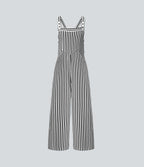 Pockets Stripe Waffle Dungarees — Black White Horizontal Stripe — view 7