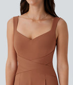 U Back Sleeveless Casual Party Jumpsuit with Pockets — Rust Red — view 4