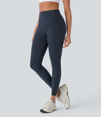 High Waisted Tummy Control Butt Lifting Ruched Pocket Shaping Yoga Leggings — Carbon — view 7