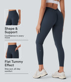 High Waisted Tummy Control Butt Lifting Ruched Pocket Shaping Yoga Leggings — Carbon — view 1