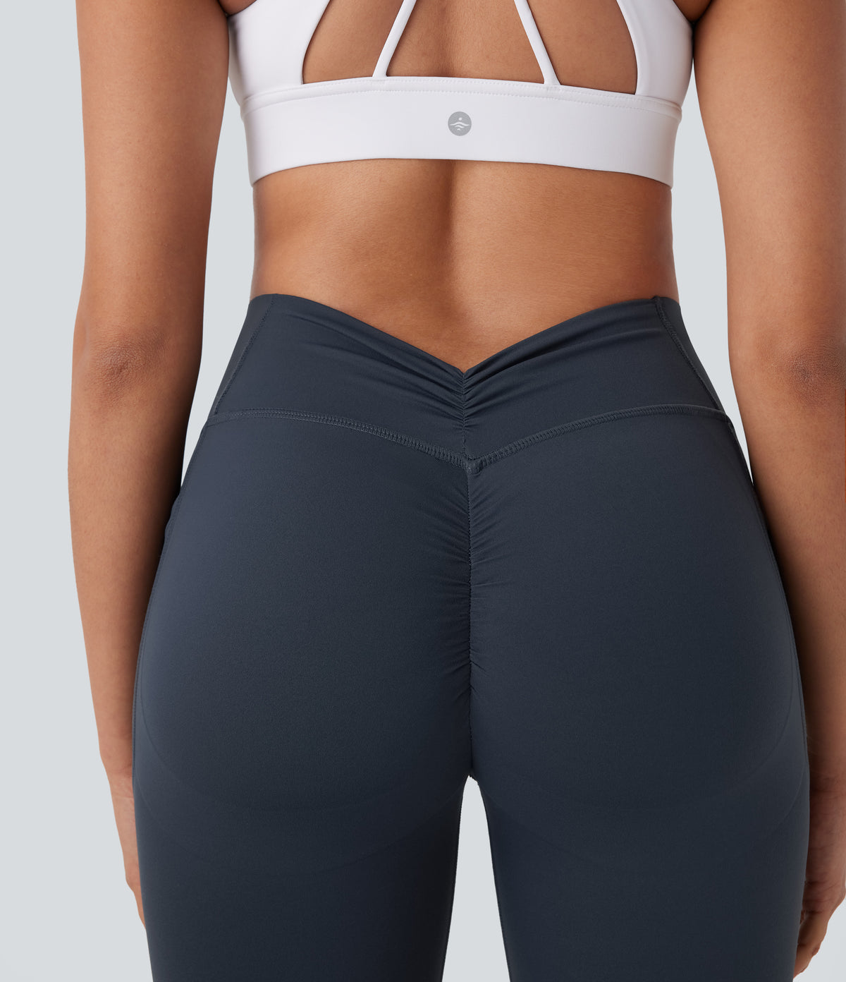 High Waisted Tummy Control Butt Lifting Ruched Pocket Shaping Yoga Leggings — Carbon — view 8