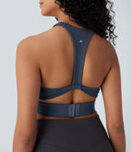 Low Support U Neck Backless Adjustable Hook Yoga Sports Bra — Carbon — view 5