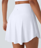 High Waisted Crossover 2-in-1 Side Pocket Quick Dry Mini Resort Skort — White — view 5
