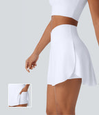 High Waisted Crossover 2-in-1 Side Pocket Quick Dry Mini Resort Skort — White — view 1