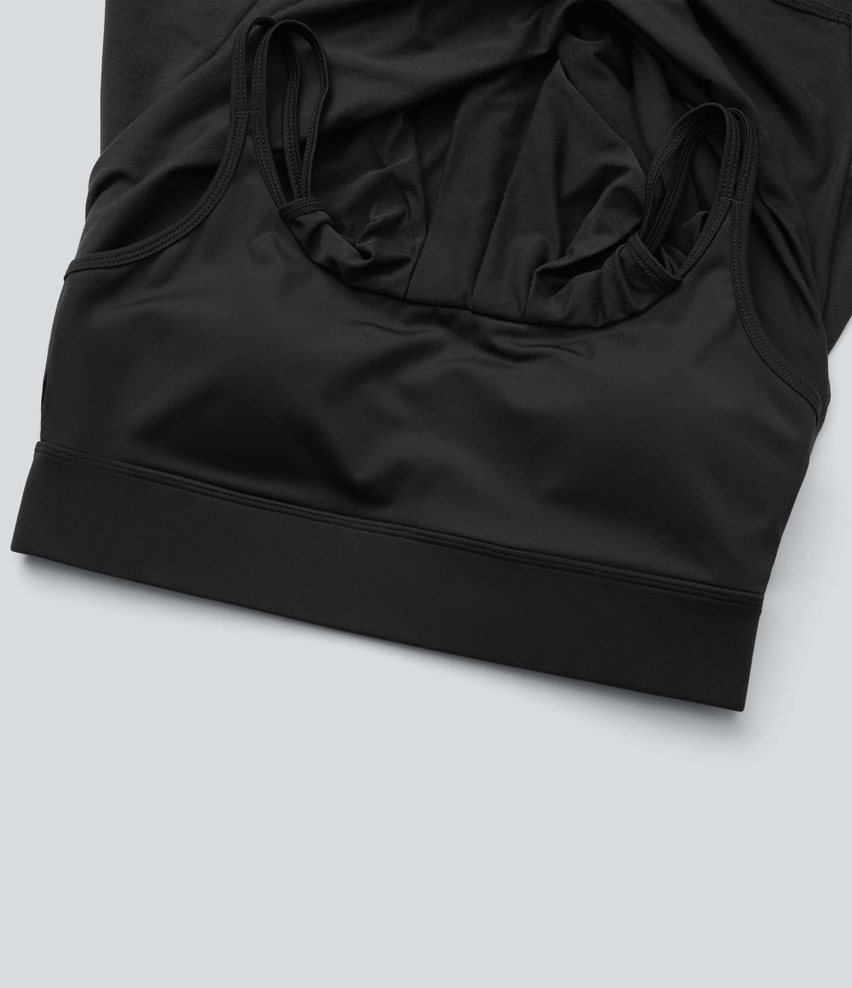 Crisscross Backless Double Straps Pleated Quick Dry Yoga Cami Top — Black — view 7