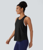 Racerback Curved Hem Yoga Sports Top — Black — view 3