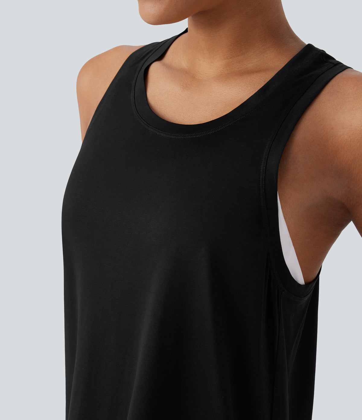 Racerback Curved Hem Yoga Sports Top — Black — view 4