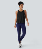 Racerback Curved Hem Yoga Sports Top — Black — view 6