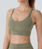 SpeedWave Medium Support Quick Dry Workout Sports Bra A-D Cups — Unripe Olive Green — view 5