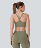 SpeedWave Medium Support Quick Dry Workout Sports Bra A-D Cups — Unripe Olive Green — view 4