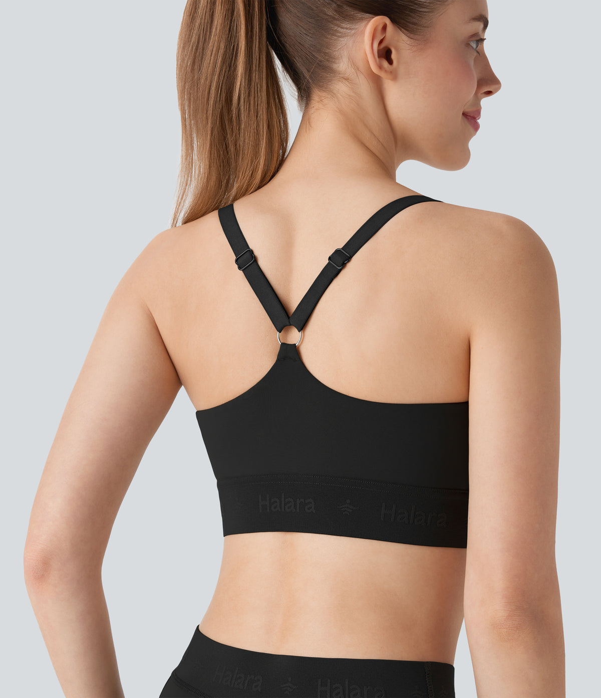 SpeedWave Medium Support Quick Dry Workout Sports Bra A-D Cups — Black — view 8
