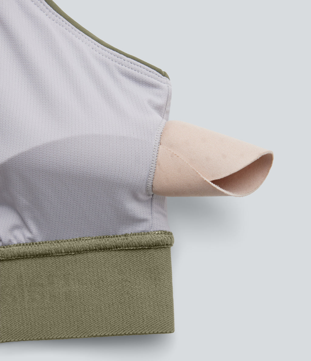 SpeedWave Medium Support Quick Dry Workout Sports Bra A-D Cups — Unripe Olive Green — view 7