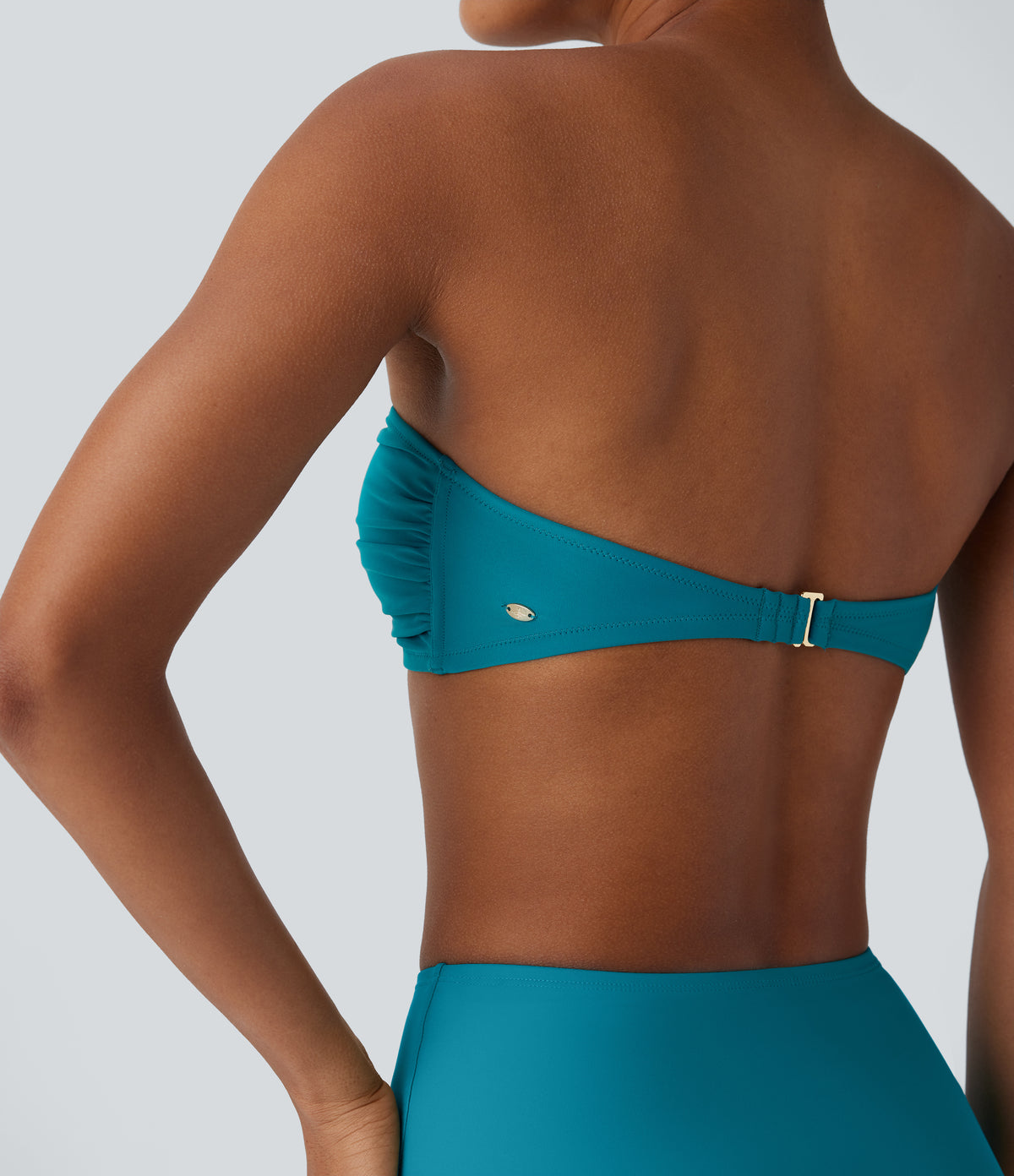 Halter Adjustable & Removable Strap Backless Bikini Top Swimsuit — Deep Lake — view 8