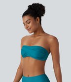 Halter Adjustable & Removable Strap Backless Bikini Top Swimsuit — Deep Lake — view 5
