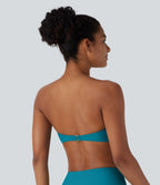 Halter Adjustable & Removable Strap Backless Bikini Top Swimsuit — Deep Lake — view 4