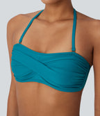 Halter Adjustable & Removable Strap Backless Bikini Top Swimsuit — Deep Lake — view 6