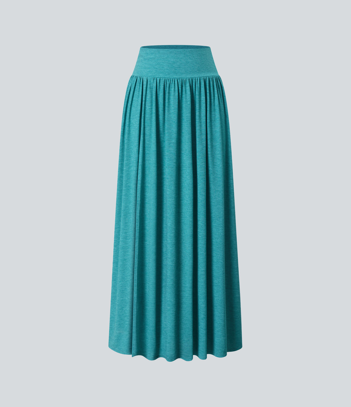 High Waisted Split 2-in-1 Flowy Maxi Casual Skirt — Stone Green Floral Yarn — view 7