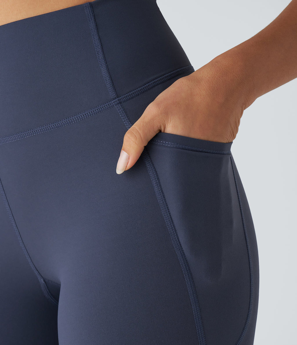 High Waisted Tummy Control Pocket Training Biker Shorts 7'' — Mood Indigo — view 5