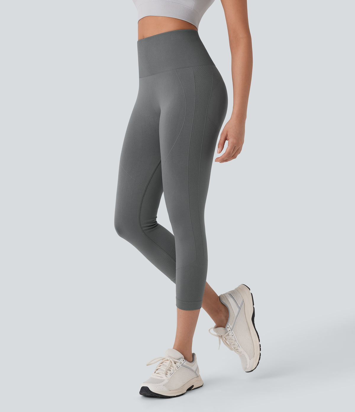 OneForm Seamless Flow High Waisted Tummy Control Butt Lifting Capri Yoga Leggings — Eiffel Tower — view 3