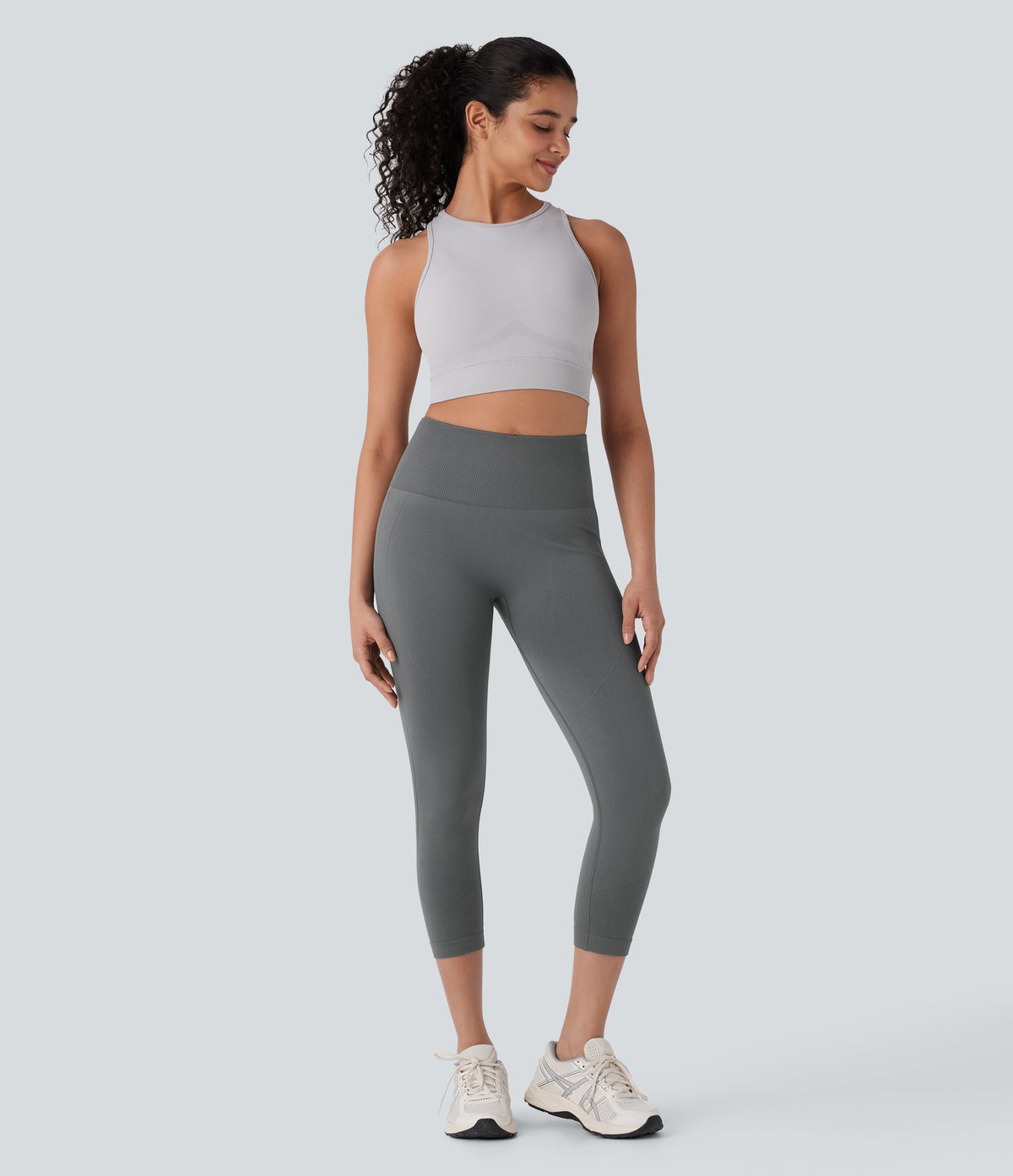 OneForm Seamless Flow High Waisted Tummy Control Butt Lifting Capri Yoga Leggings — Eiffel Tower — view 6