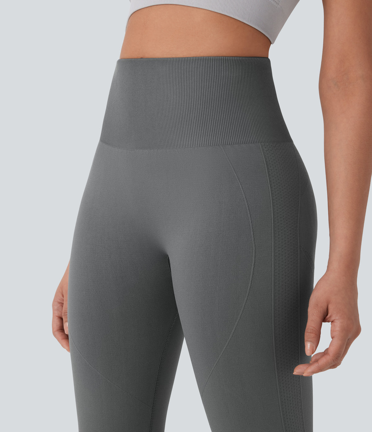 OneForm Seamless Flow High Waisted Tummy Control Butt Lifting Capri Yoga Leggings — Eiffel Tower — view 5