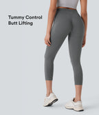 OneForm Seamless Flow High Waisted Tummy Control Butt Lifting Capri Yoga Leggings — Eiffel Tower — view 1