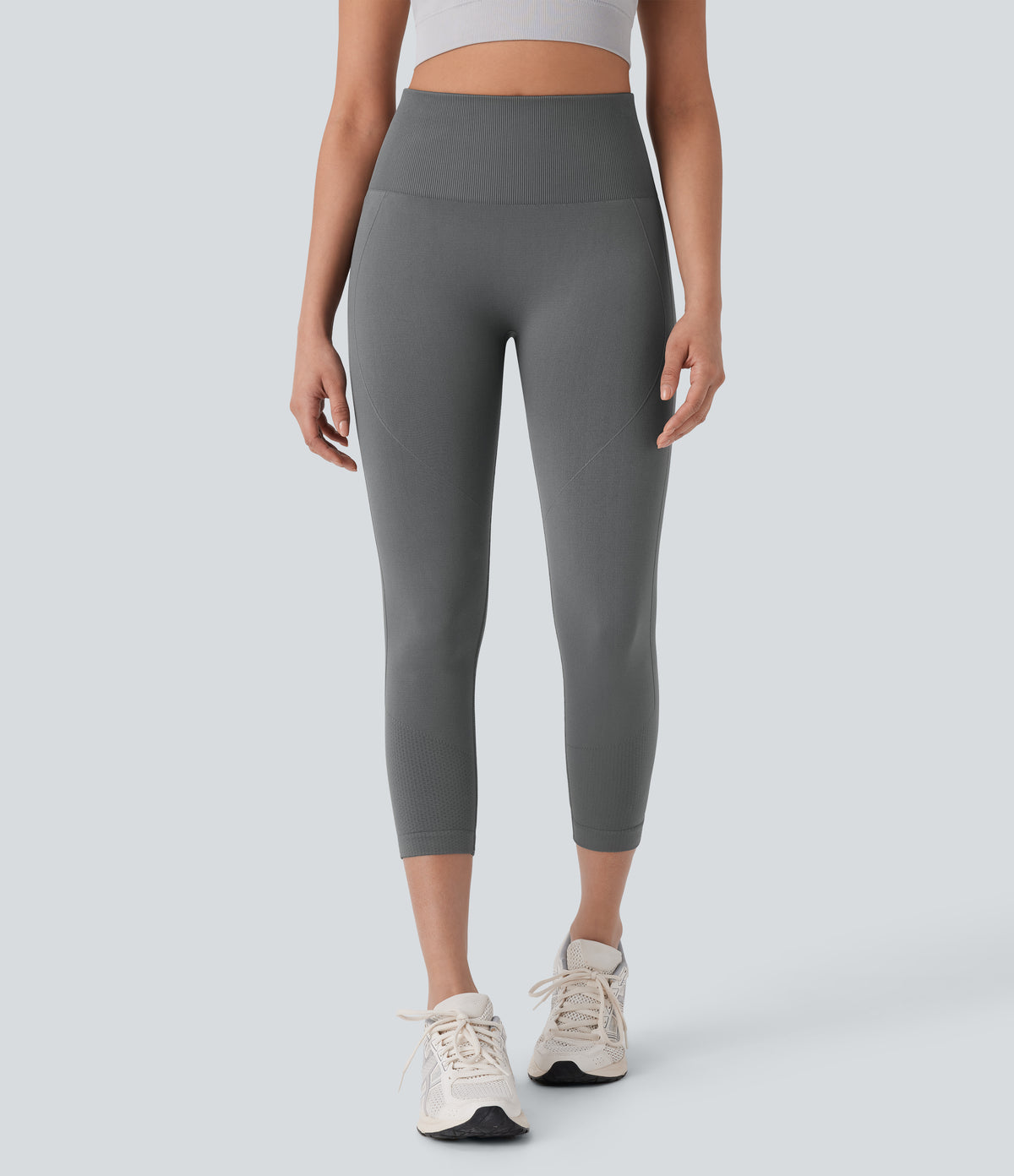 OneForm Seamless Flow High Waisted Tummy Control Butt Lifting Capri Yoga Leggings — Eiffel Tower — view 2