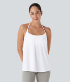 Airy Halter Draped InstantCool Yoga Sports Top — White — view 2