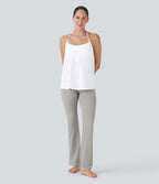 Airy Halter Draped InstantCool Yoga Sports Top — White — view 7