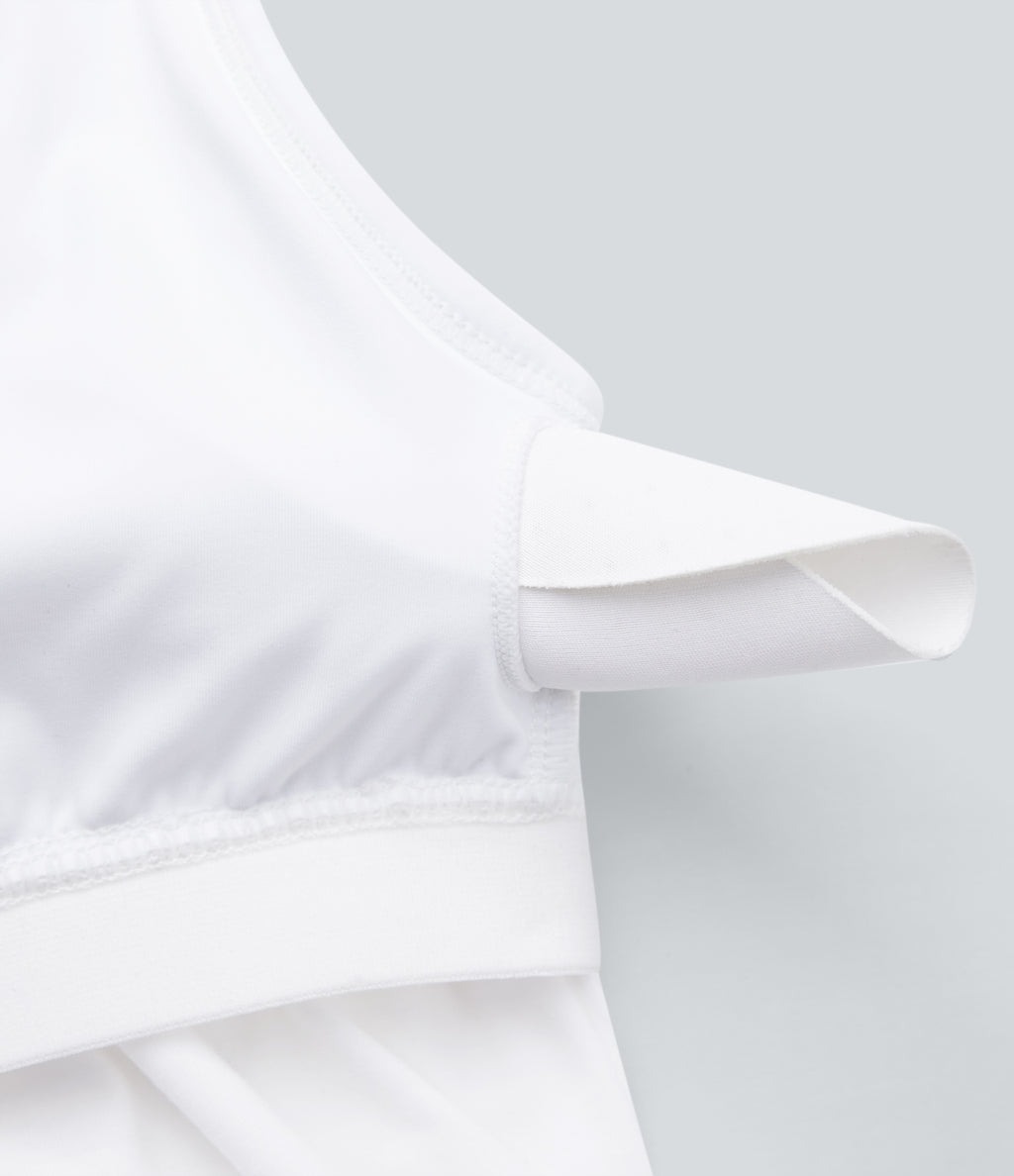 Airy Halter Draped InstantCool Yoga Sports Top — White — view 8