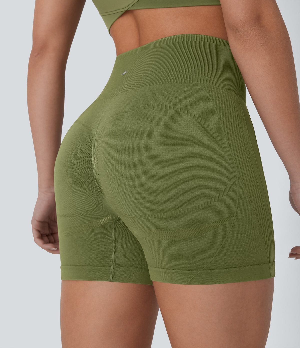 OneForm Seamless Flow High Waisted Yoga Biker Shorts 4'' — Iguana — view 5