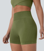 OneForm Seamless Flow High Waisted Yoga Biker Shorts 4'' — Iguana — view 4