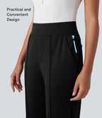 Mid High Waisted Pockets Quick Dry Golf Trousers-Golf Tee-UPF40+ — Black — view 7